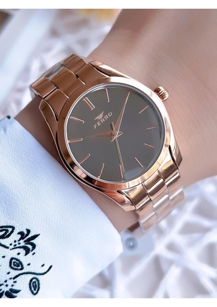 Rose Gold Renk 3 Atm Suya Dayanıklı Çelik Kordon Özel Tasarım Kadın Kol Saati BF21071AWT