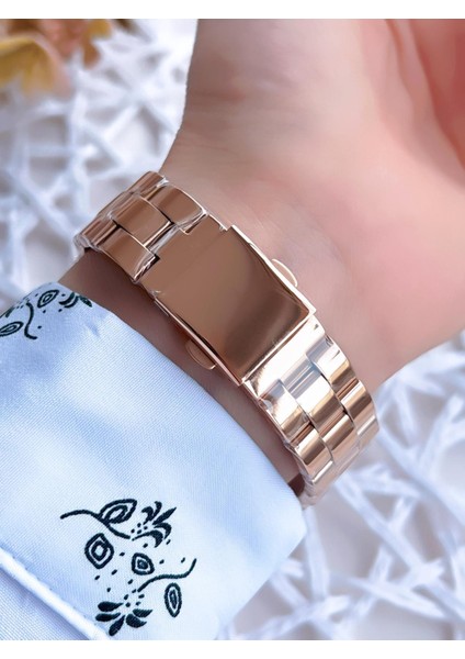 Rose Gold Renk 3 Atm Suya Dayanıklı Çelik Kordon Özel Tasarım Kadın Kol Saati BF21071AWT modelleri