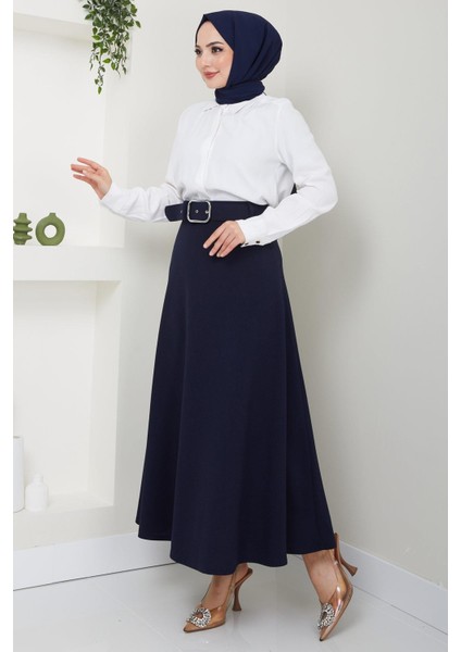 Kemerli Mevlana Etek Lacivert HM2370 modelleri