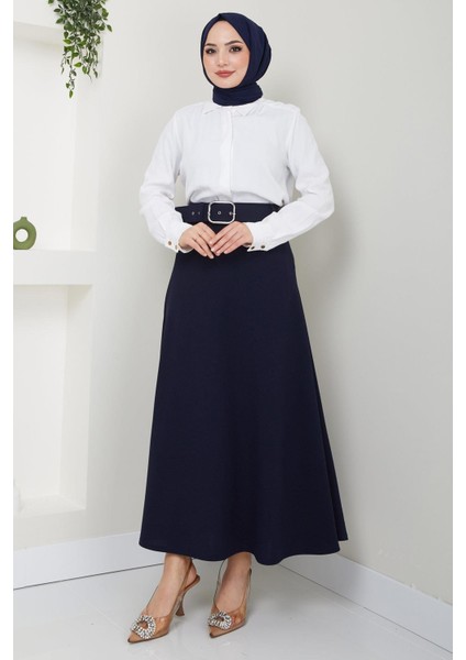 Kemerli Mevlana Etek Lacivert HM2370 fırsatları