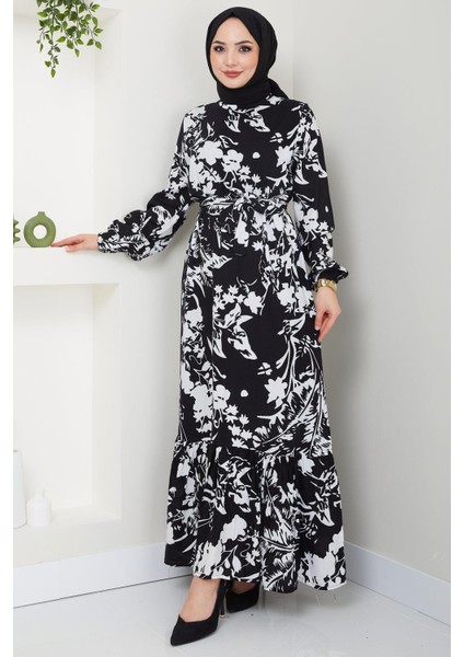 Yonca Yazlık Viskon Elbise Siyah HM2410