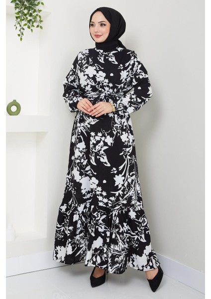 Yonca Yazlık Viskon Elbise Siyah HM2410