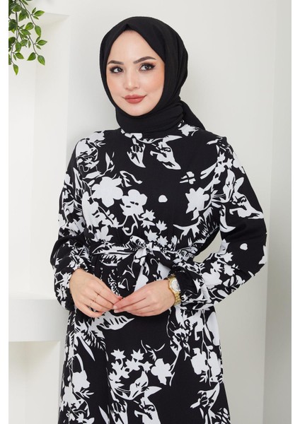 Yonca Yazlık Viskon Elbise Siyah HM2410