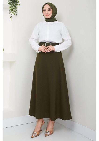 Kemerli Mevlana Etek Haki HM2370