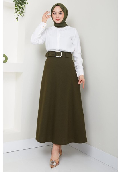 Kemerli Mevlana Etek Haki HM2370