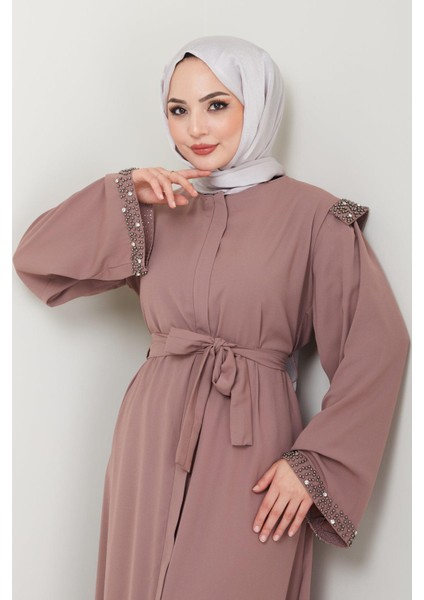 Kolu ve Omzu Incili Ferace Pembe HM2425 fırsatları
