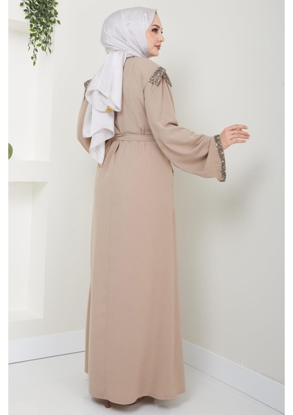 Kolu ve Omzu Incili Ferace Vizon HM2425 indirimleri