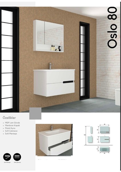 Oslo 80 cm Banyo Dolabı