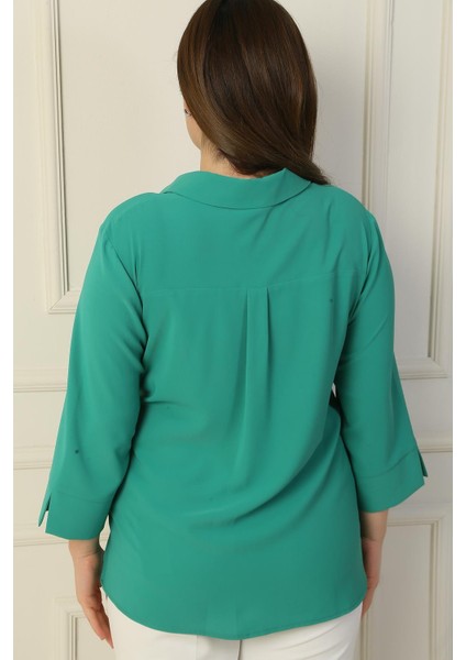 Polo Yaka Cepli Çeyrek Kol B.b. Bluz fırsatları