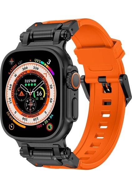 Watch Ultra Ultra 2 49MM Redclick KRD-101 Titanyum Metal Başlıklı Silikon Kordon