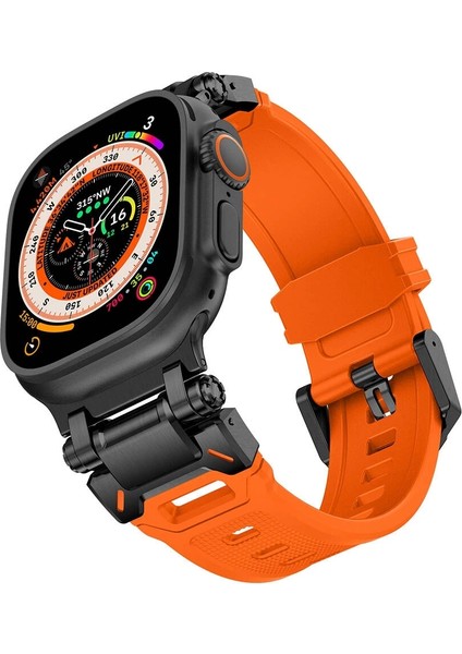 Watch Ultra Ultra 2 49MM Redclick KRD-101 Titanyum Metal Başlıklı Silikon Kordon