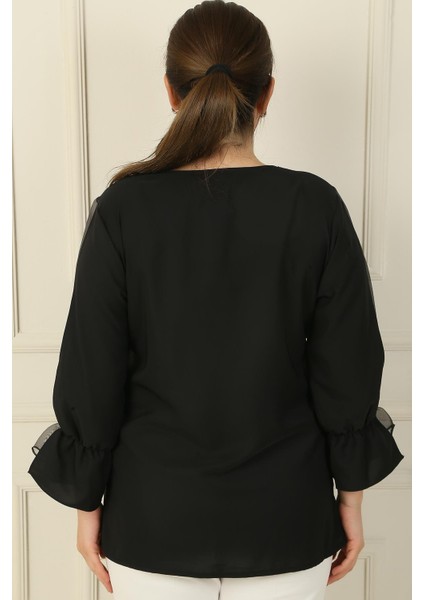 V Yaka Yarı Organze Krep B.b. Bluz fırsatları