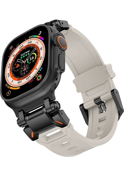 Watch Ultra Ultra 2 49MM Redclick KRD-101 Titanyum Metal Başlıklı Silikon Kordon