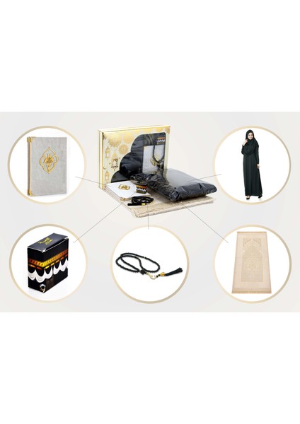 Pratik Başörtülü Tek Parça Namaz Elbisesi ve Seccade Seti Siyah indirimleri