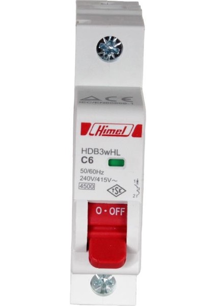 1X6A 4.5ka C Eğrisi Otomatik Sigorta