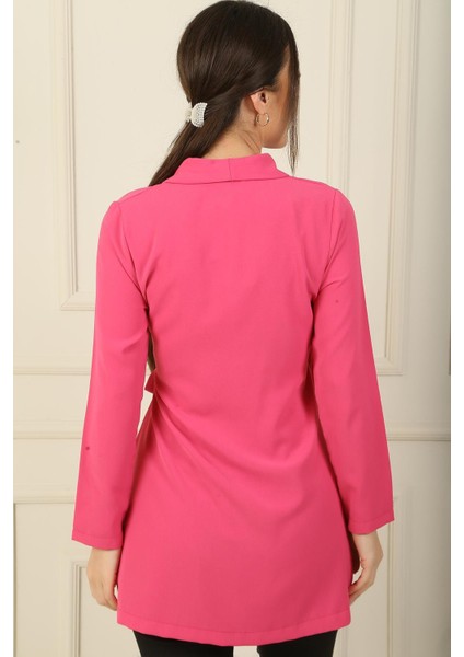 Devrik Yaka Beli Bağlamalı Krep Ceket fırsatları