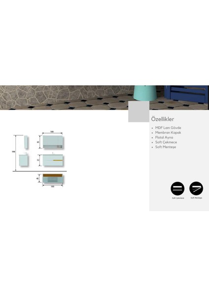 Oslo 100 cm Banyo Dolabı