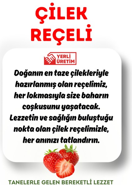 Geleneksel Çilek Reçeli 800 gr (Cam Kavanoz)