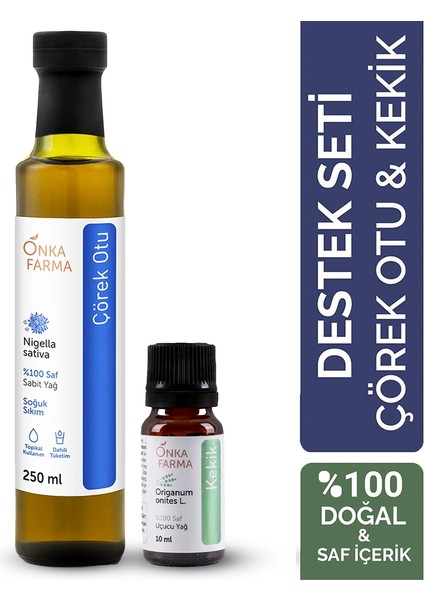 Onka Farma Destek Seti Kekik Yağı 10 ml + Çörek Otu Yağı 250 ml