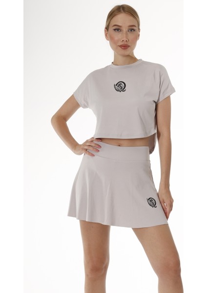 2 Katmanlı Tenis Eteği - Şort Etek Gri