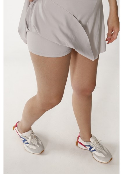 2 Katmanlı Tenis Eteği - Şort Etek Gri indirimleri