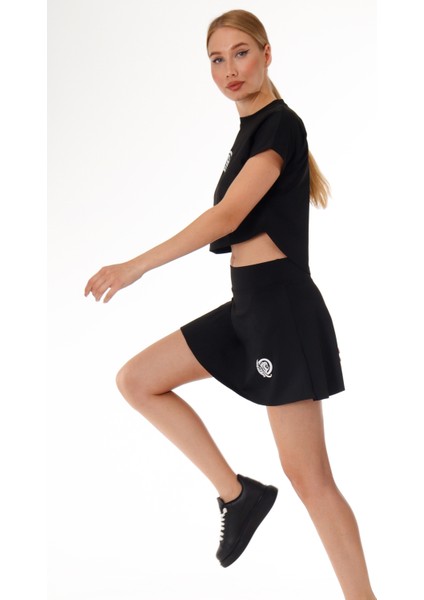 2 Katmanlı Tenis Eteği - Şort Etek Siyah