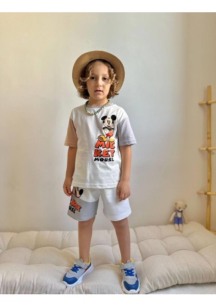 Yigit Butik Mickey Baskılı Şortlu Erkek Çocuk Takım