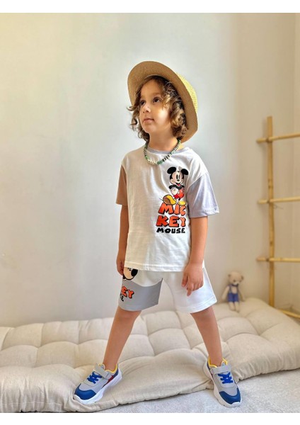 Yigit Butik Mickey Baskılı Şortlu Erkek Çocuk Takım