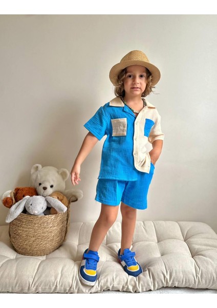 Yigit Butik Müslin Kumaş Şortlu Erkek Çocuk Takım