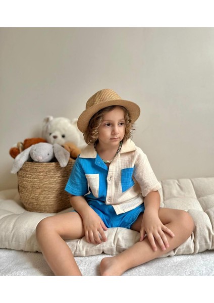 Yigit Butik Müslin Kumaş Şortlu Erkek Çocuk Takım