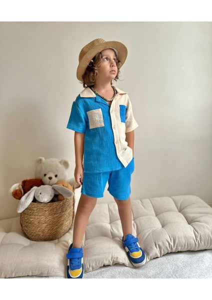 Yigit Butik Müslin Kumaş Şortlu Erkek Çocuk Takım