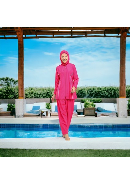 Uzun Kollu Düz Tam Tesettür Mayo