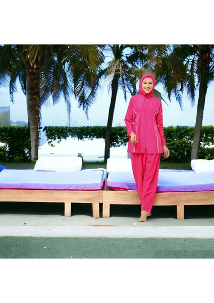 Uzun Kollu Düz Tam Tesettür Mayo modelleri