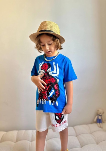 Yigit Butik Spiderman Baskılı Şortlu Erkek Çocuk Takım