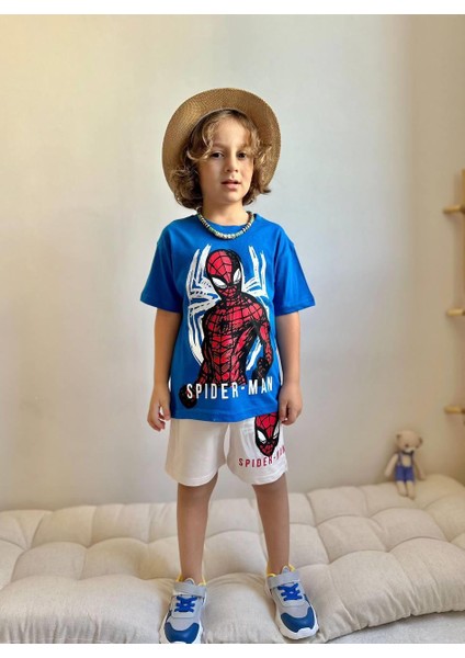 Yigit Butik Spiderman Baskılı Şortlu Erkek Çocuk Takım