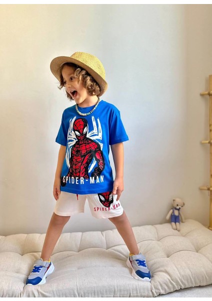 Yigit Butik Spiderman Baskılı Şortlu Erkek Çocuk Takım