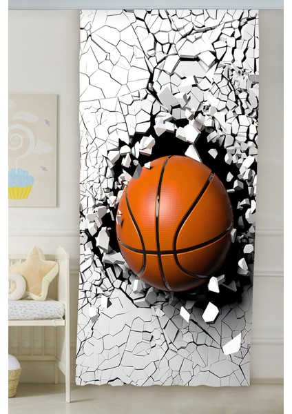 Halı Basket Toplu Çift Kanatlı Çocuk Odası Fon Perde