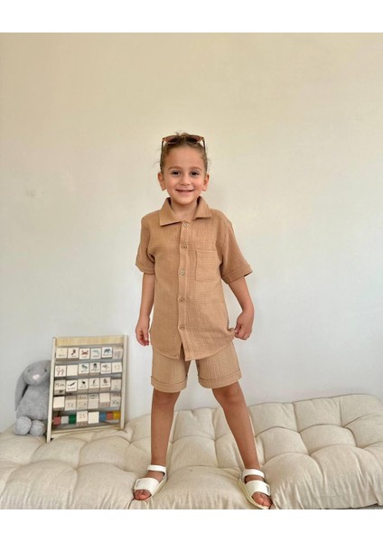 Yigit Butik Müslin Kumaş Şortlu Erkek Çocuk Takım