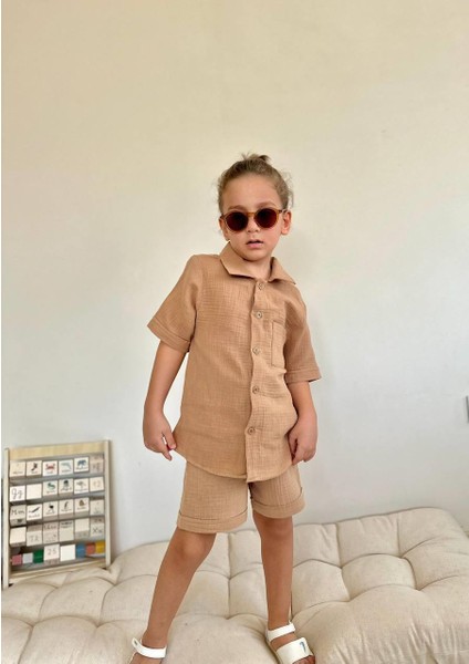 Yigit Butik Müslin Kumaş Şortlu Erkek Çocuk Takım