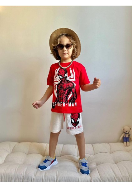 Yigit Butik Spiderman Baskılı Şortlu Erkek Çocuk Takım