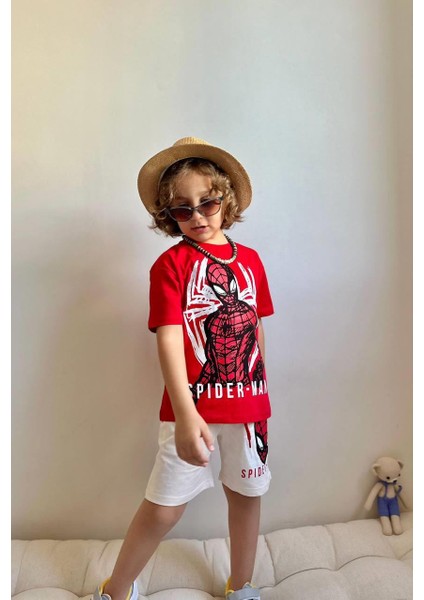 Yigit Butik Spiderman Baskılı Şortlu Erkek Çocuk Takım