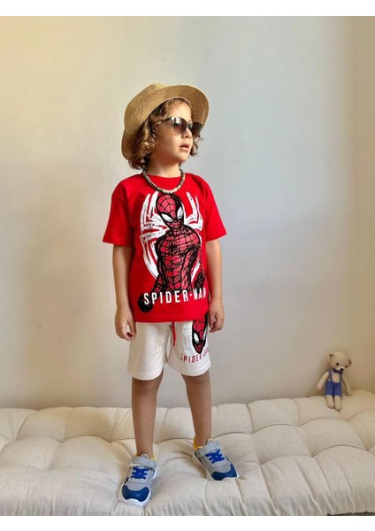 Yigit Butik Spiderman Baskılı Şortlu Erkek Çocuk Takım