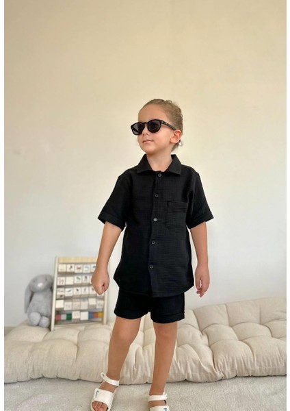 Yigit Butik Müslin Kumaş Şortlu Erkek Çocuk Takım