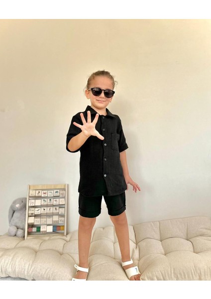 Yigit Butik Müslin Kumaş Şortlu Erkek Çocuk Takım