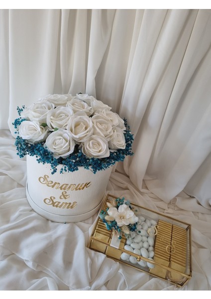 Turkuaz Kız Isteme Buketi & Çikolata Seti/kız Isteme Çiçeği