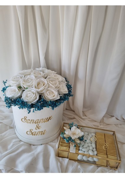 Turkuaz Kız Isteme Buketi & Çikolata Seti/kız Isteme Çiçeği fiyatları