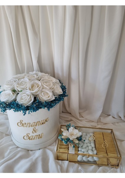 Turkuaz Kız Isteme Buketi & Çikolata Seti/kız Isteme Çiçeği fırsatları