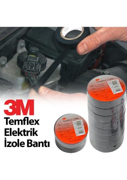 [brand] 3m Elektrik Bantı Temflex 1300E Izole Bant 10 Adet Siyah