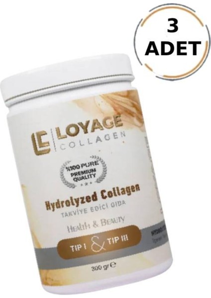 Yüksek Biyoaktif Çift Hidrolize % 100 Saf Collagen Kolajen Peptit Gıda Takviyesi (30 Günlük) 3'Lü