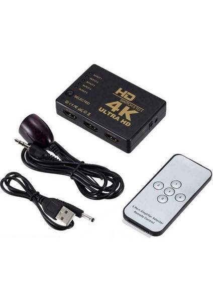 4K 3D Uzaktan Kumandalı HDMI Switch - 5 Port